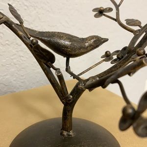 Bronze and gold toned bird candle holder